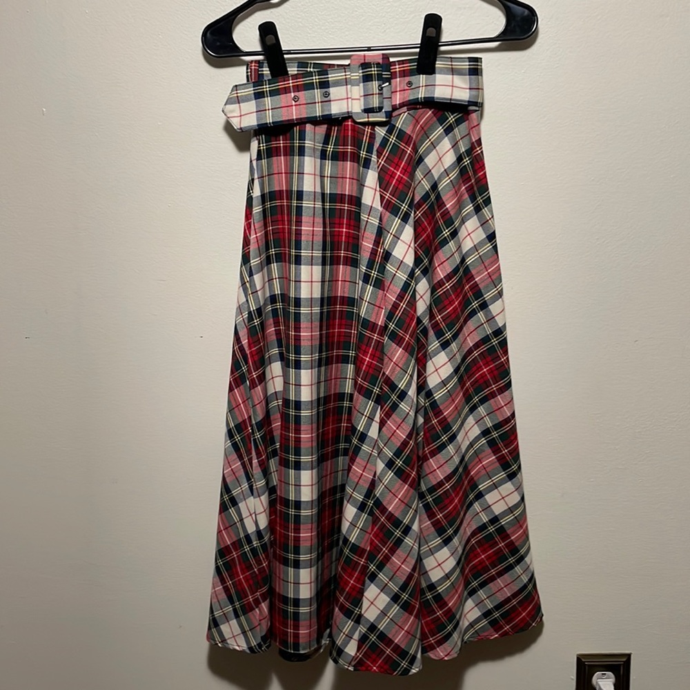 Zara Plaid buckle MIDI Skirt
